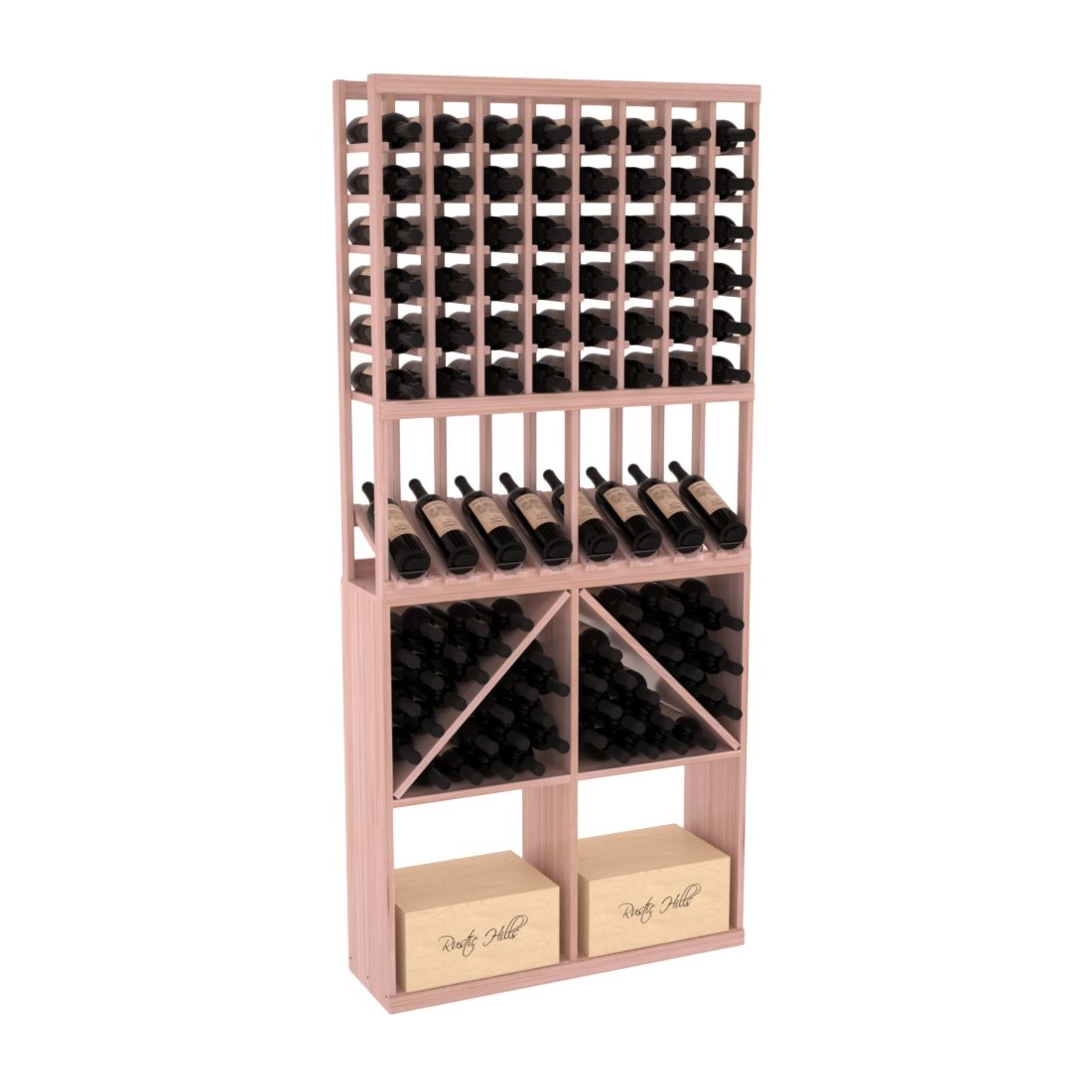 InstaCellar 8 Column High Reveal / 96 Bin /Case Combo – Premium Redwood / Greywash stained