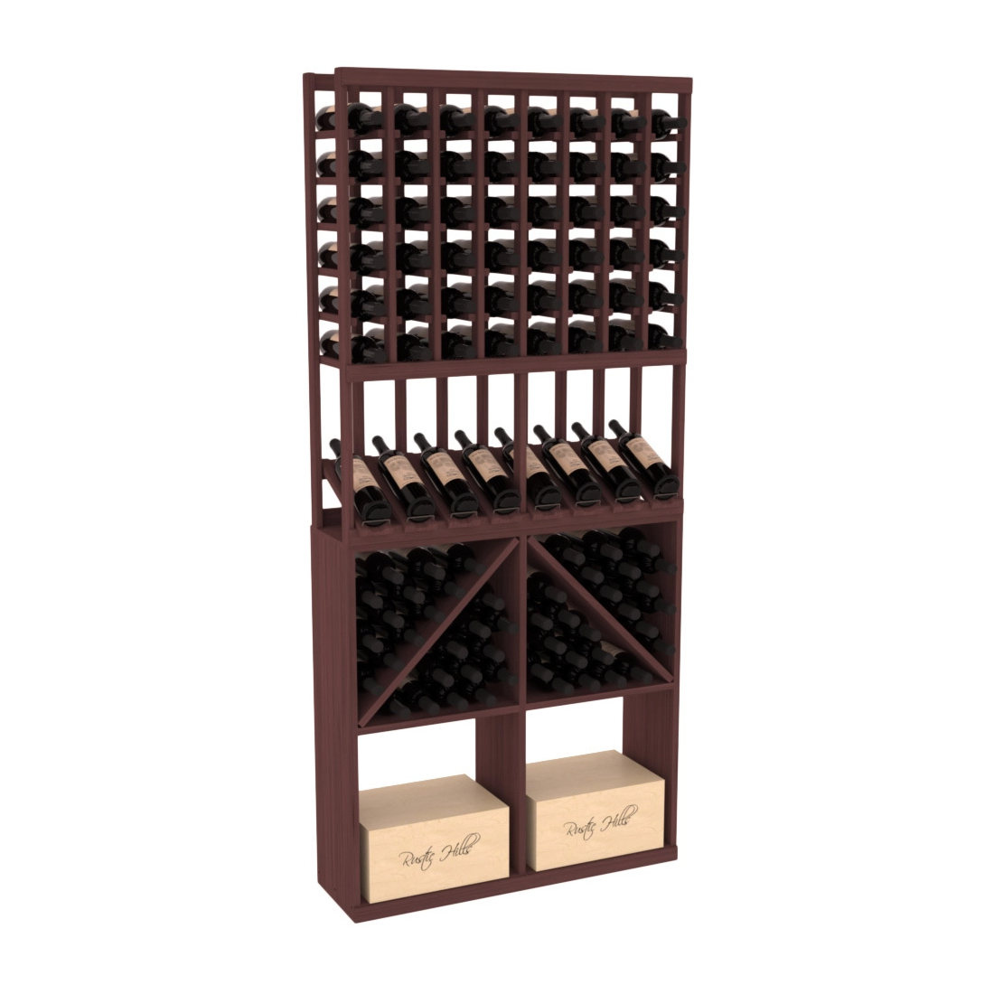 InstaCellar 8 Column High Reveal / 96 Bin /Case Combo – Premium Redwood / Oak stained