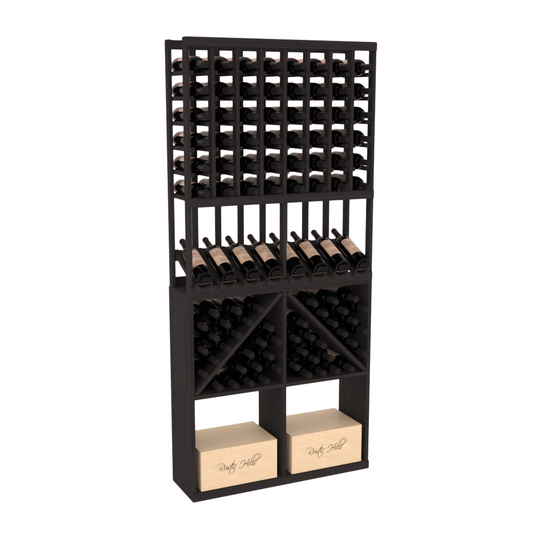 InstaCellar 8 Column High Reveal / 96 Bin /Case Combo – Premium Redwood / Black stained