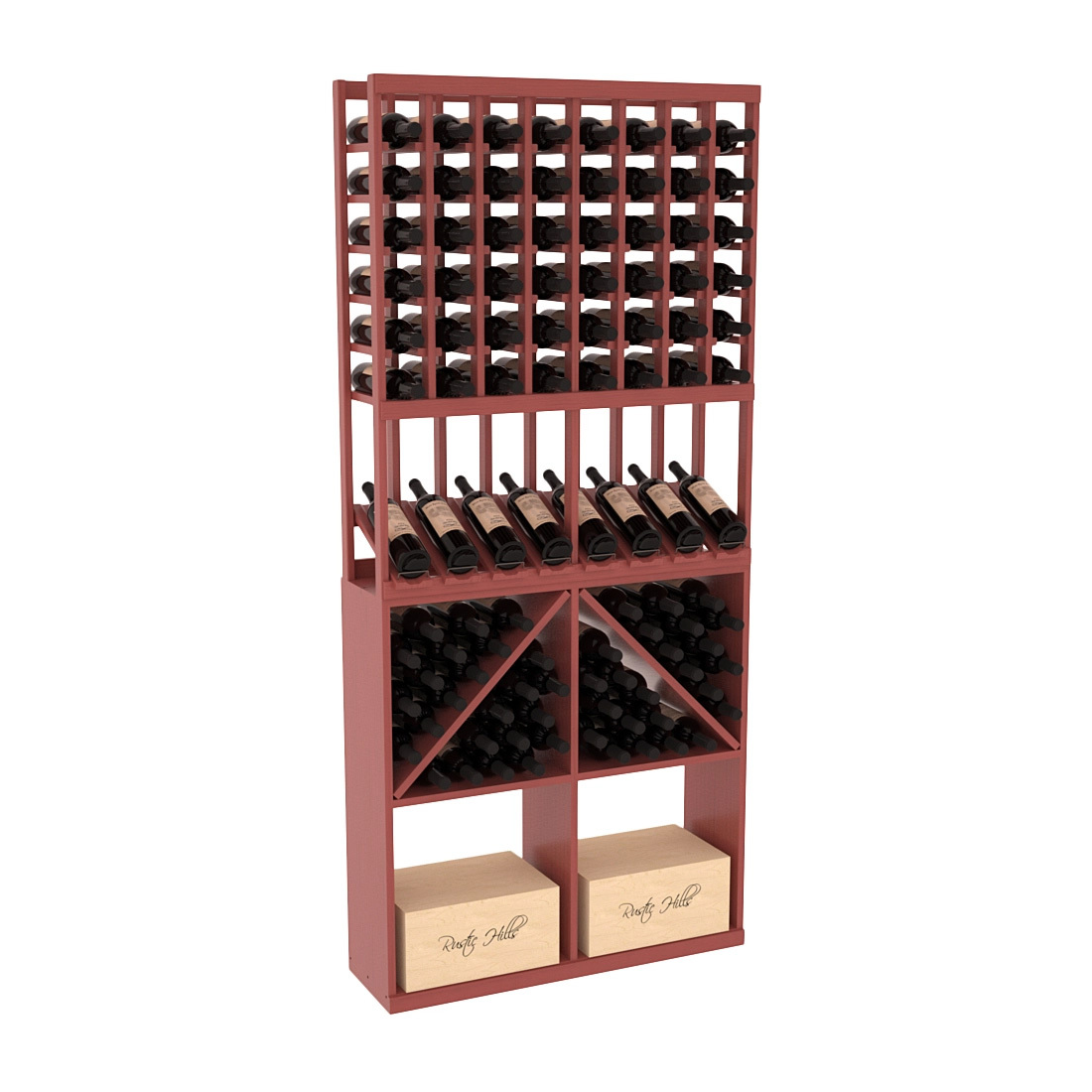 InstaCellar 8 Column High Reveal / 96 Bin /Case Combo – Ponderosa Pine / Black stained