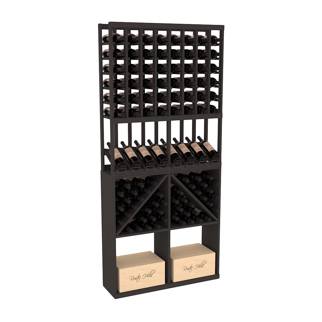 InstaCellar 8 Column High Reveal / 96 Bin /Case Combo – Knotty Alder / Unstained