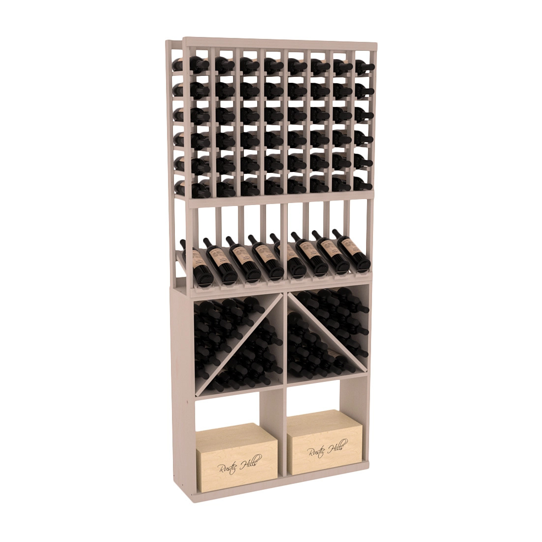 InstaCellar 8 Column High Reveal / 96 Bin /Case Combo – Knotty Alder / Cherry stained