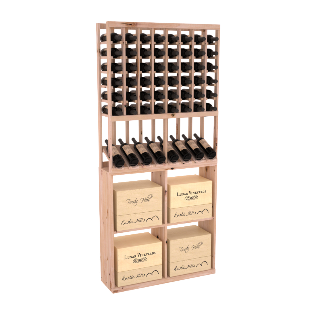 InstaCellar 8 Column High Reveal / 96 Case Combo – Knotty Alder / Cherry stained