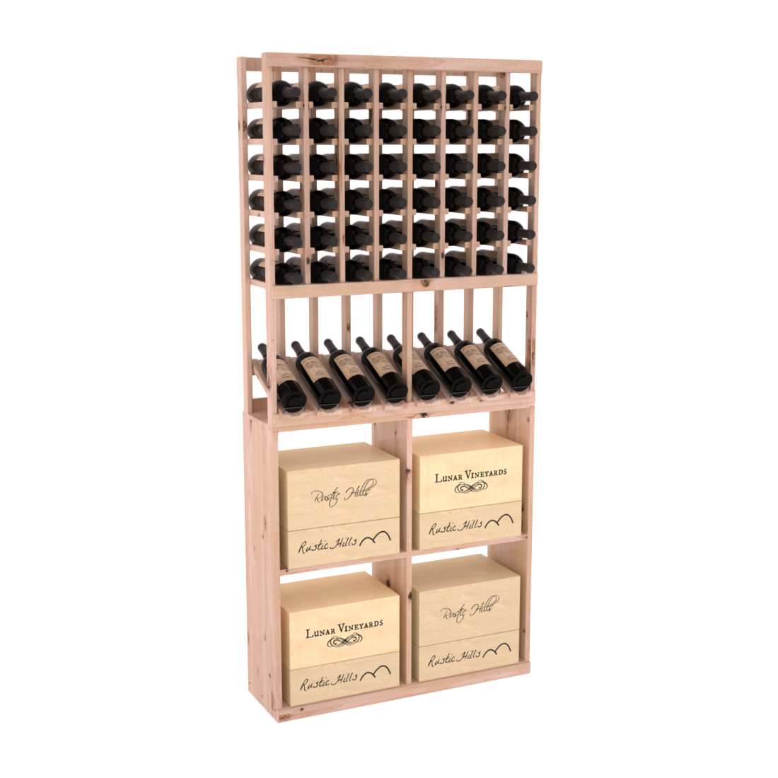 InstaCellar 8 Column High Reveal / 96 Case Combo – Knotty Alder / Cherry stained