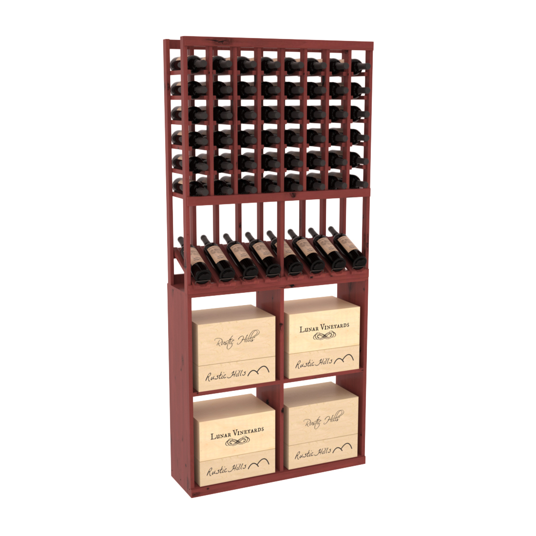 InstaCellar 8 Column High Reveal / 96 Case Combo – Knotty Alder / Greywash stained