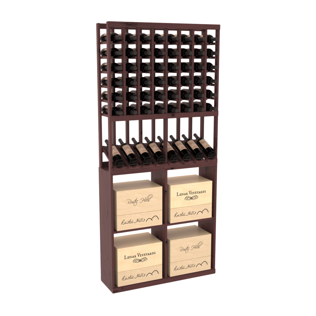InstaCellar 8 Column High Reveal / 96 Case Combo – Premium Redwood / Oak stained