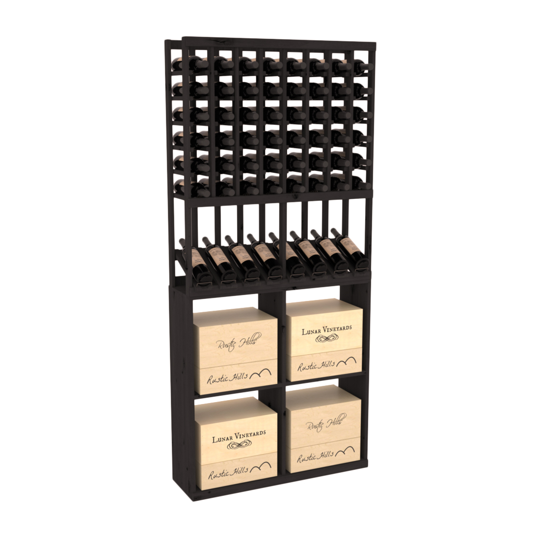 InstaCellar 8 Column High Reveal / 96 Case Combo – Premium Redwood / Oak stained