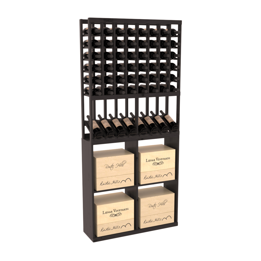 InstaCellar 8 Column High Reveal / 96 Case Combo – Premium Redwood / Cherry stained