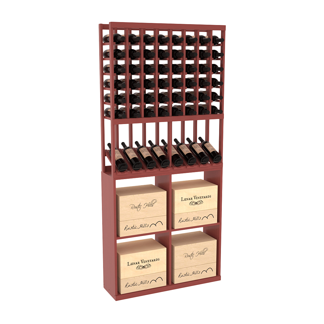 InstaCellar 8 Column High Reveal / 96 Case Combo – Ponderosa Pine / Black stained