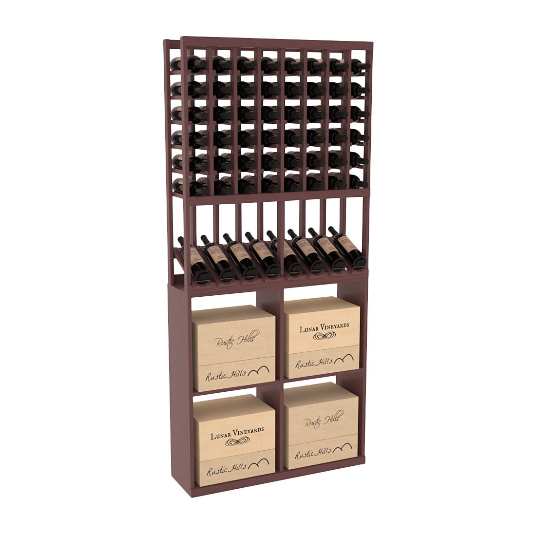 InstaCellar 8 Column High Reveal / 96 Case Combo – Ponderosa Pine / Greywash stained