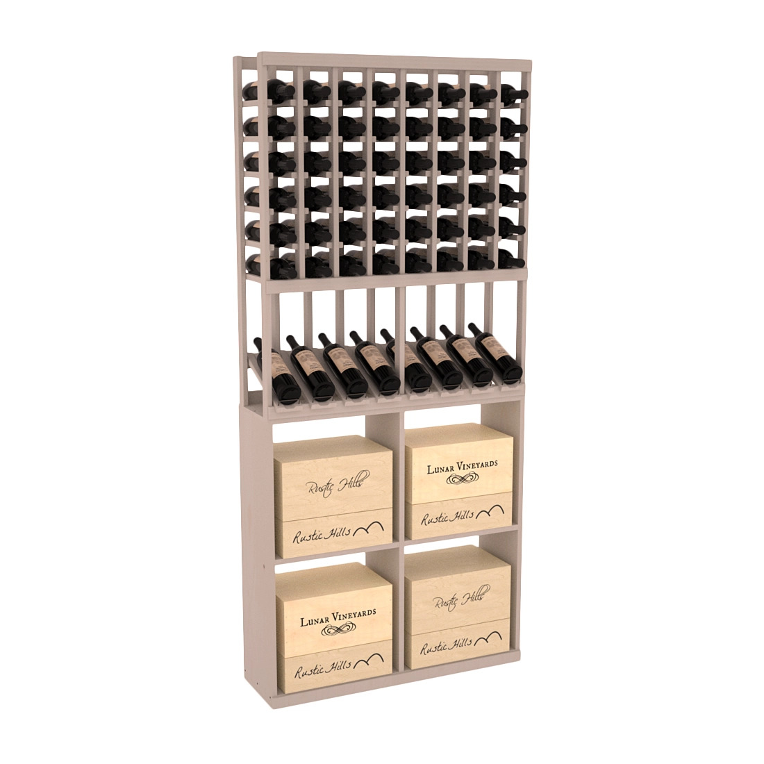 InstaCellar 8 Column High Reveal / 96 Case Combo – Knotty Alder / Oak stained