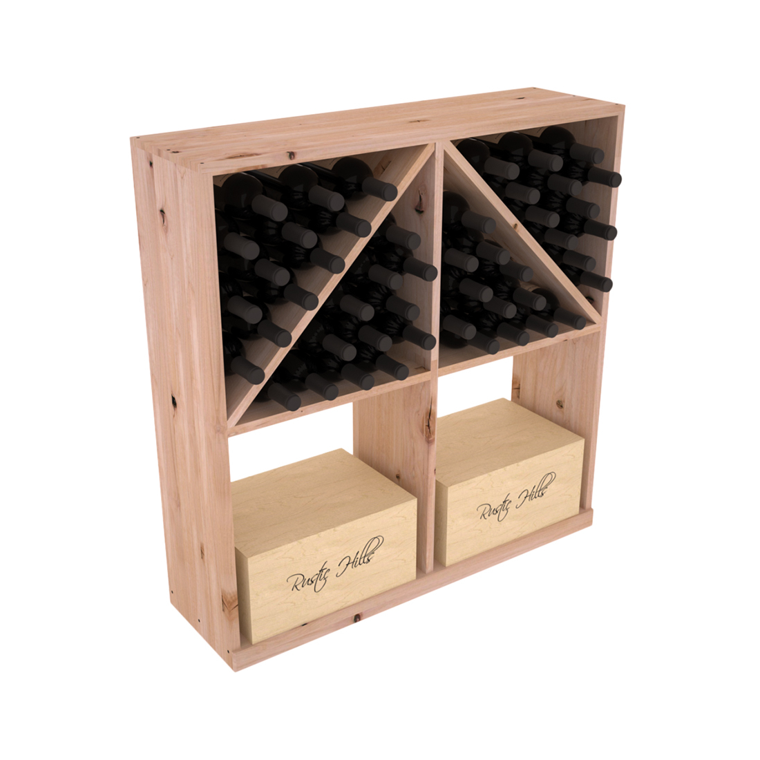 InstaCellar Solid Case/Bottle Bin – Knotty Alder / Unstained