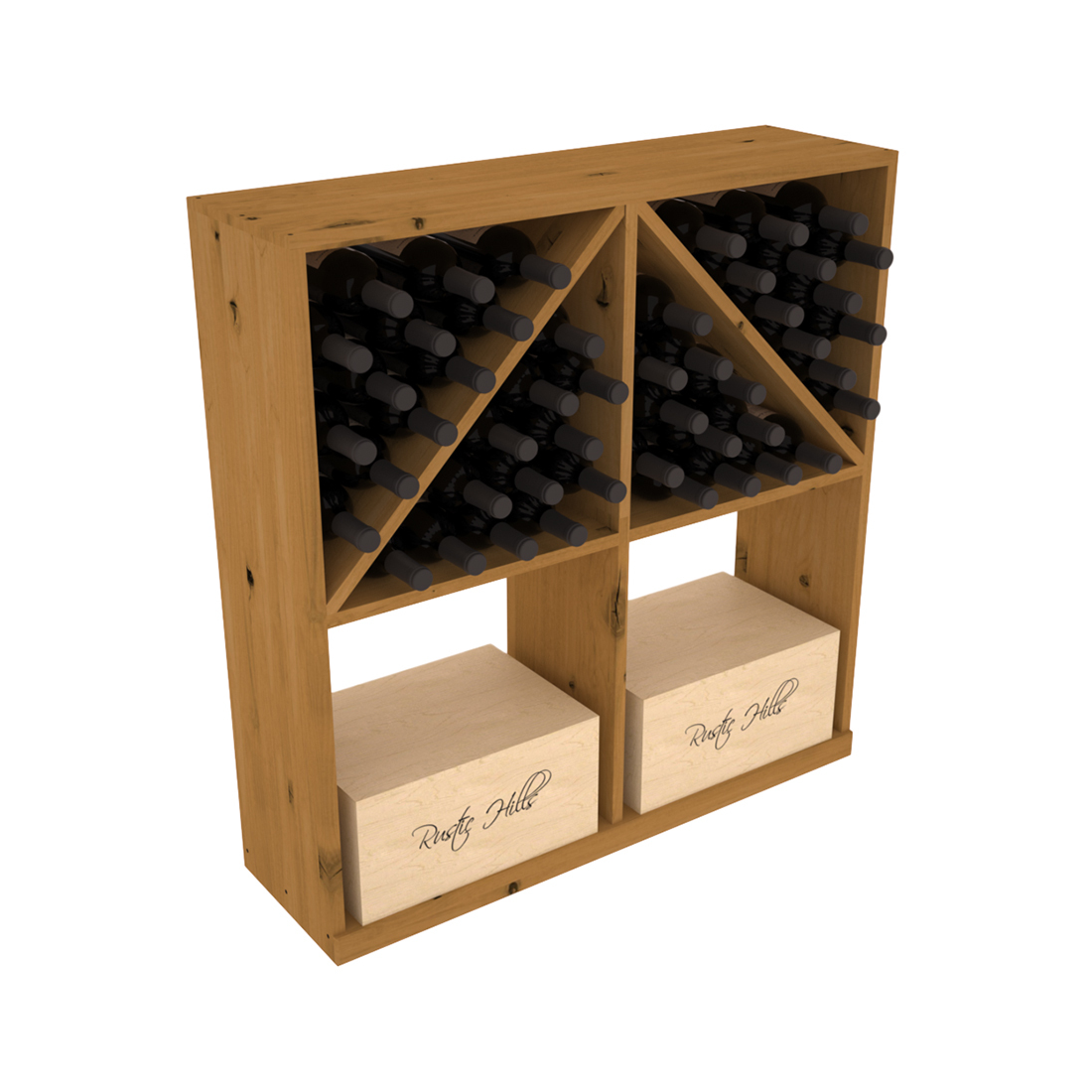 InstaCellar Solid Case/Bottle Bin – Knotty Alder / Oak stained
