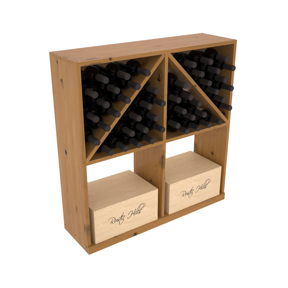 InstaCellar Solid Case/Bottle Bin – Knotty Alder / Oak stained