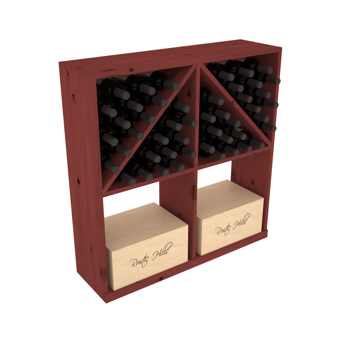 InstaCellar Solid Case/Bottle Bin – Knotty Alder / Cherry stained