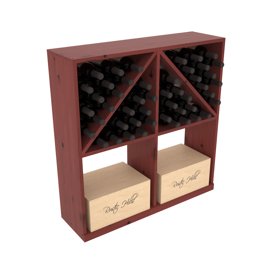 InstaCellar Solid Case/Bottle Bin – Knotty Alder / Cherry stained