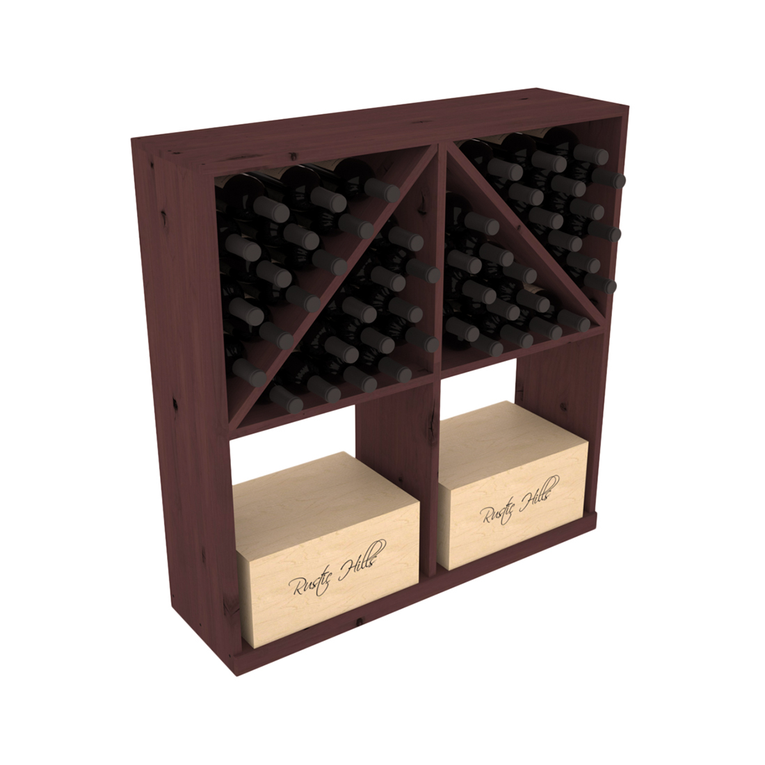 InstaCellar Solid Case/Bottle Bin – Knotty Alder / Walnut stained