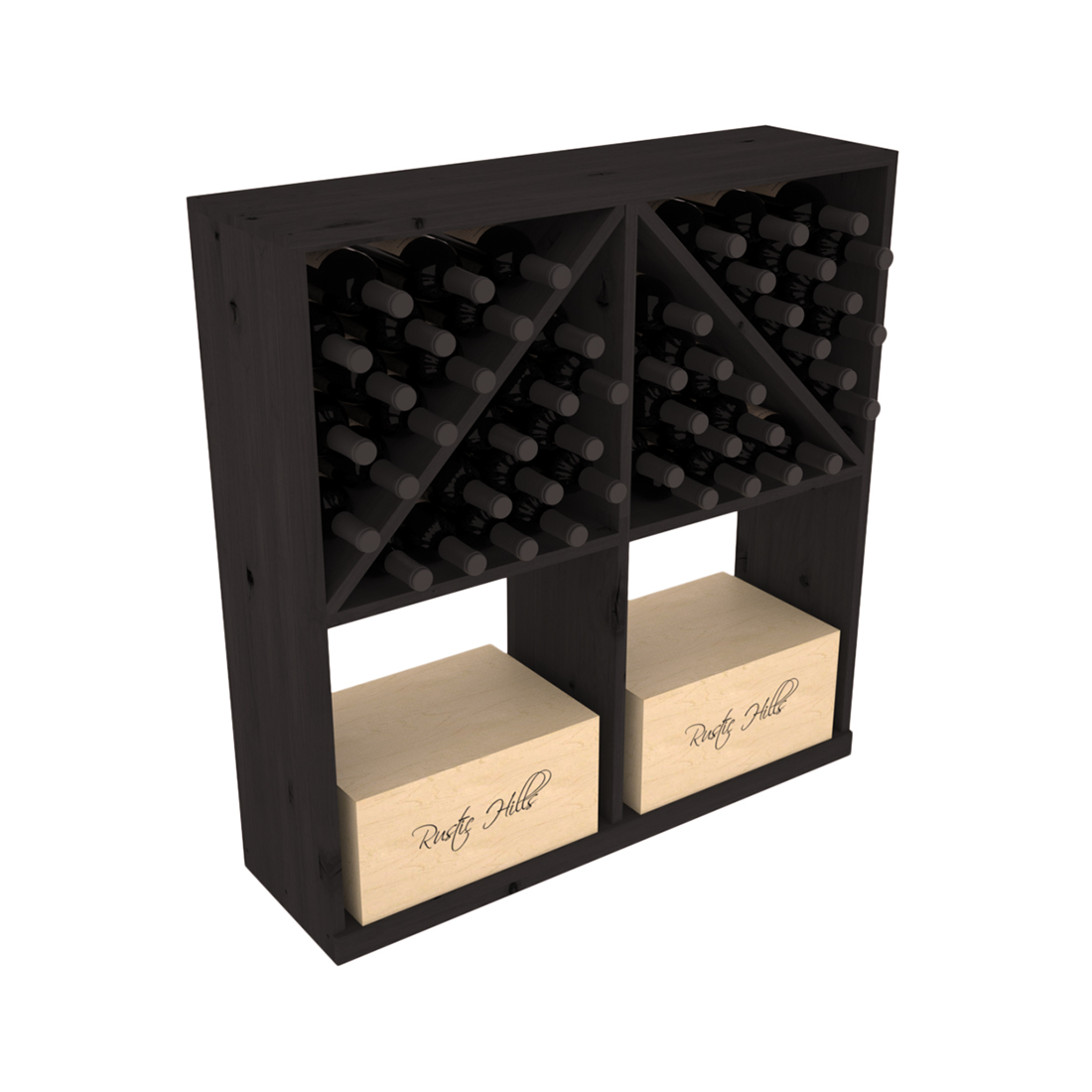 InstaCellar Solid Case/Bottle Bin – Knotty Alder / Black stained