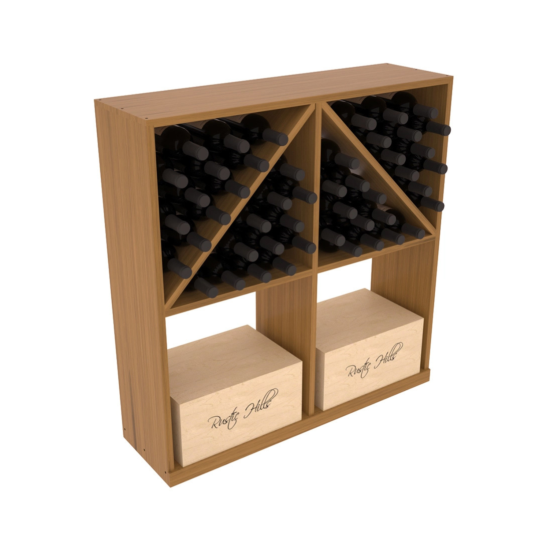 InstaCellar Solid Case/Bottle Bin – Grand Mahogany / Oak stained