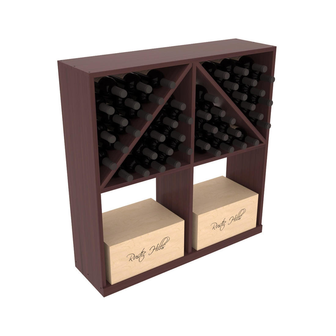 InstaCellar Solid Case/Bottle Bin – Grand Mahogany / Walnut stained