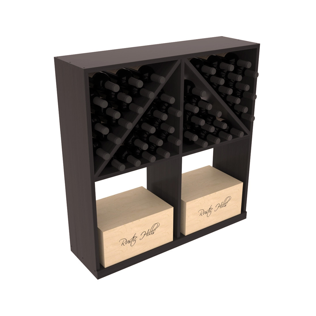 InstaCellar Solid Case/Bottle Bin – Grand Mahogany / Black stained