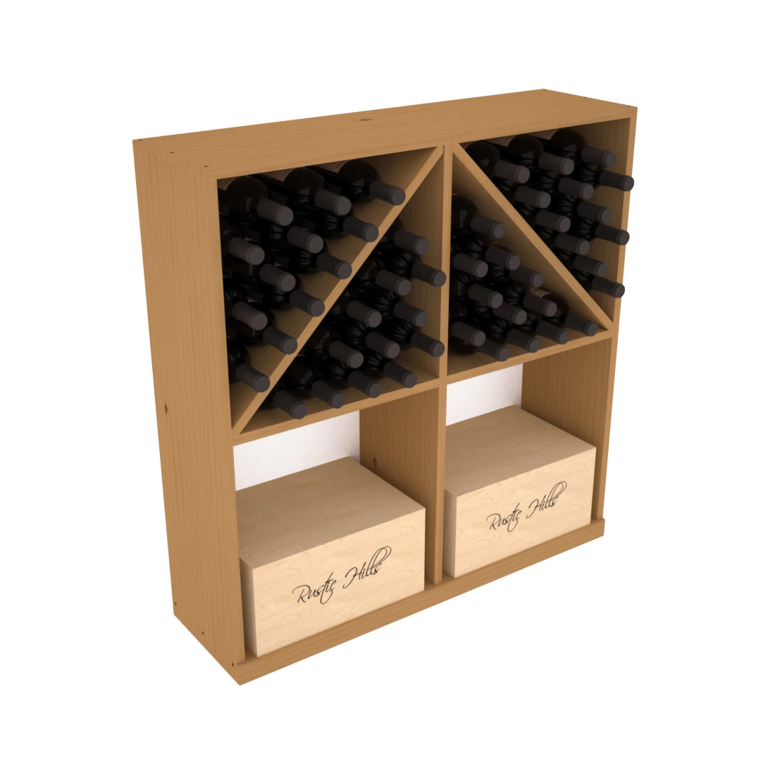 InstaCellar Solid Case/Bottle Bin – Ponderosa Pine / Oak stained