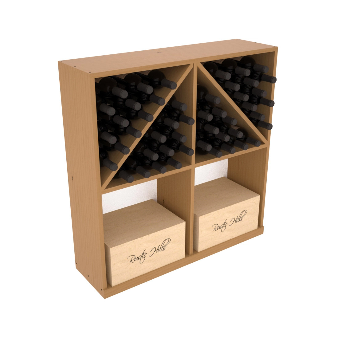 InstaCellar Solid Case/Bottle Bin – Ponderosa Pine / Oak stained