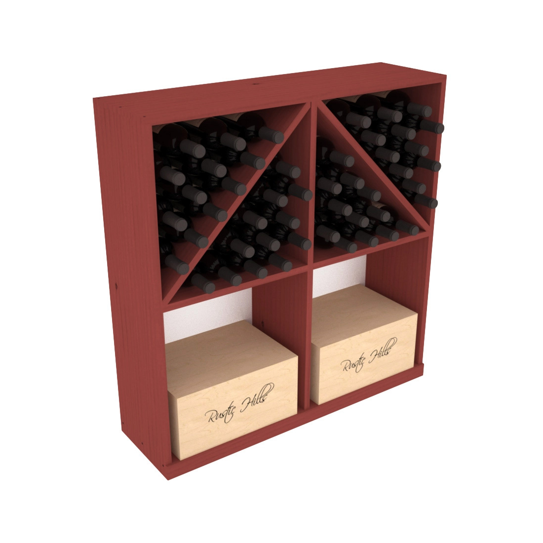 InstaCellar Solid Case/Bottle Bin – Ponderosa Pine / Cherry stained