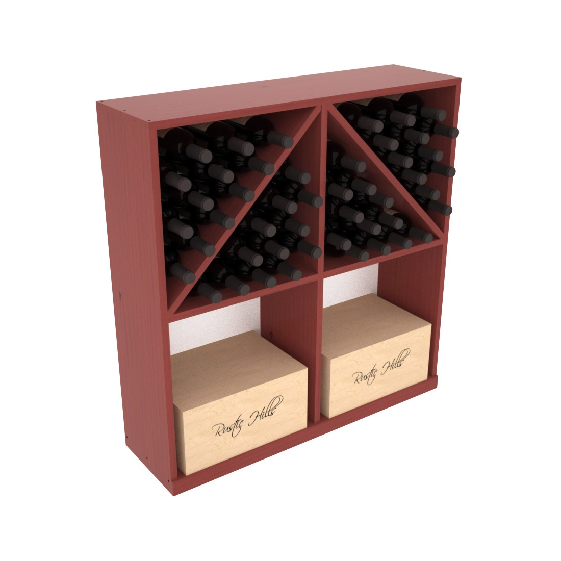 InstaCellar Solid Case/Bottle Bin – Ponderosa Pine / Cherry stained