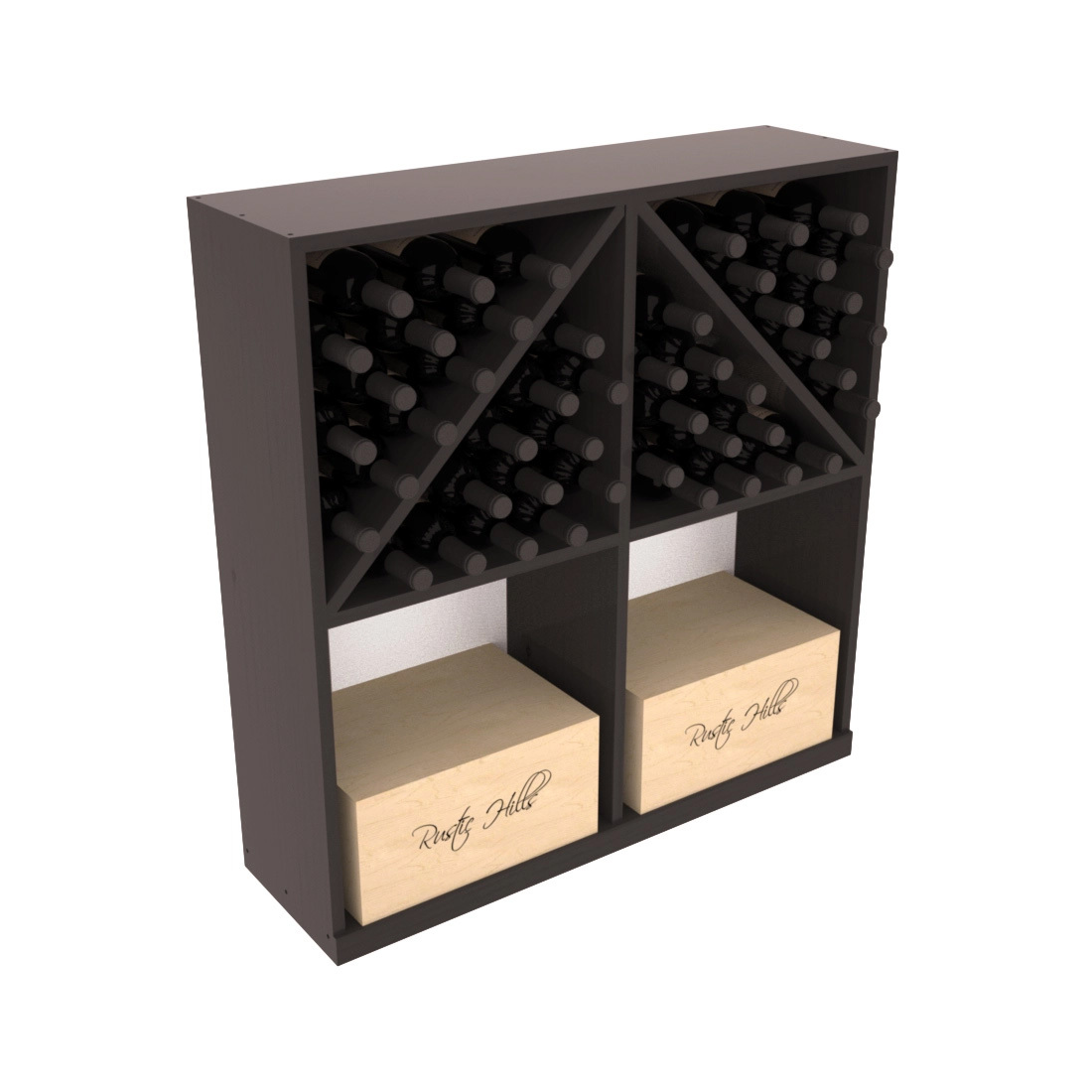 InstaCellar Solid Case/Bottle Bin – Ponderosa Pine / Black stained