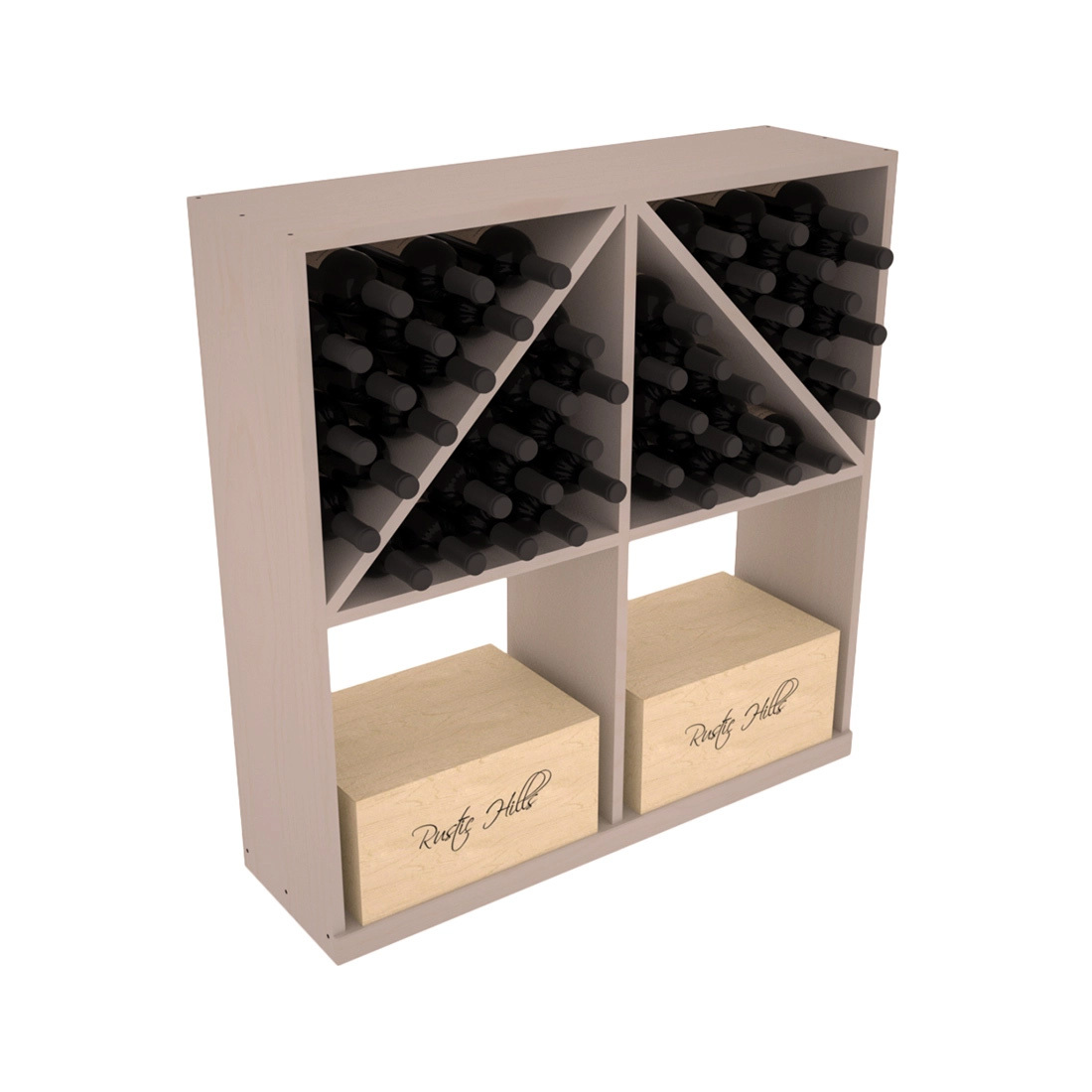 InstaCellar Solid Case/Bottle Bin – Ponderosa Pine / Greywash stained