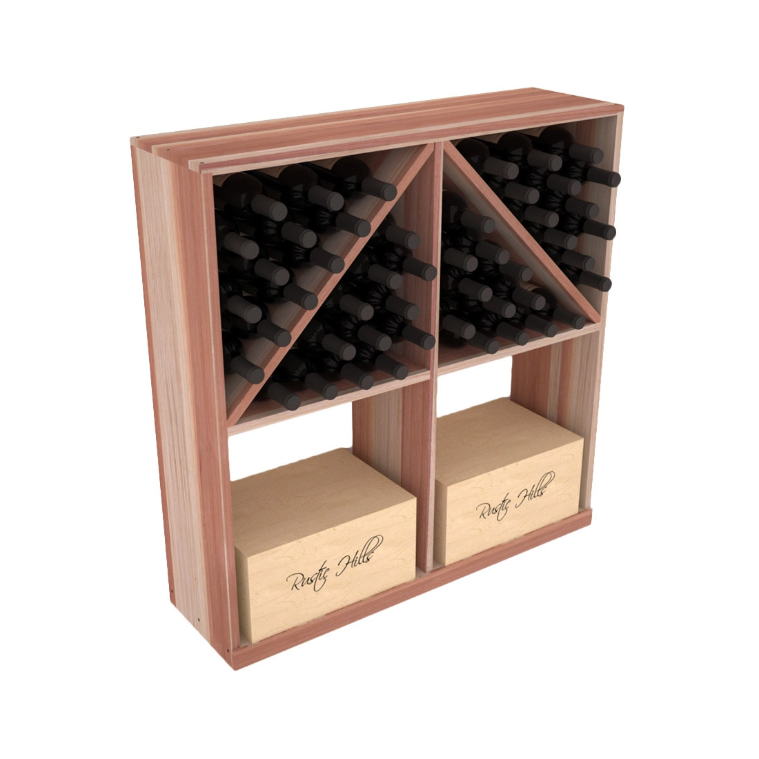 InstaCellar Solid Case/Bottle Bin – Premium Redwood / Unstained