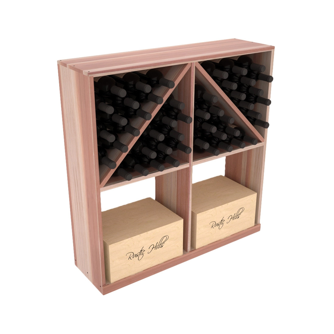 InstaCellar Solid Case/Bottle Bin – Premium Redwood / Unstained