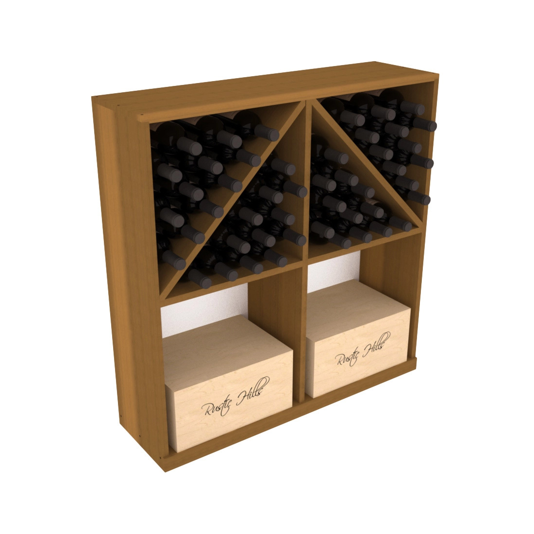InstaCellar Solid Case/Bottle Bin – Premium Redwood / Oak stained