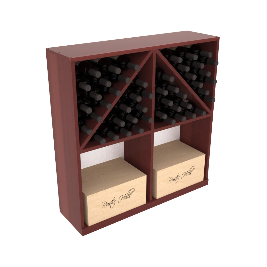 InstaCellar Solid Case/Bottle Bin – Premium Redwood / Cherry stained
