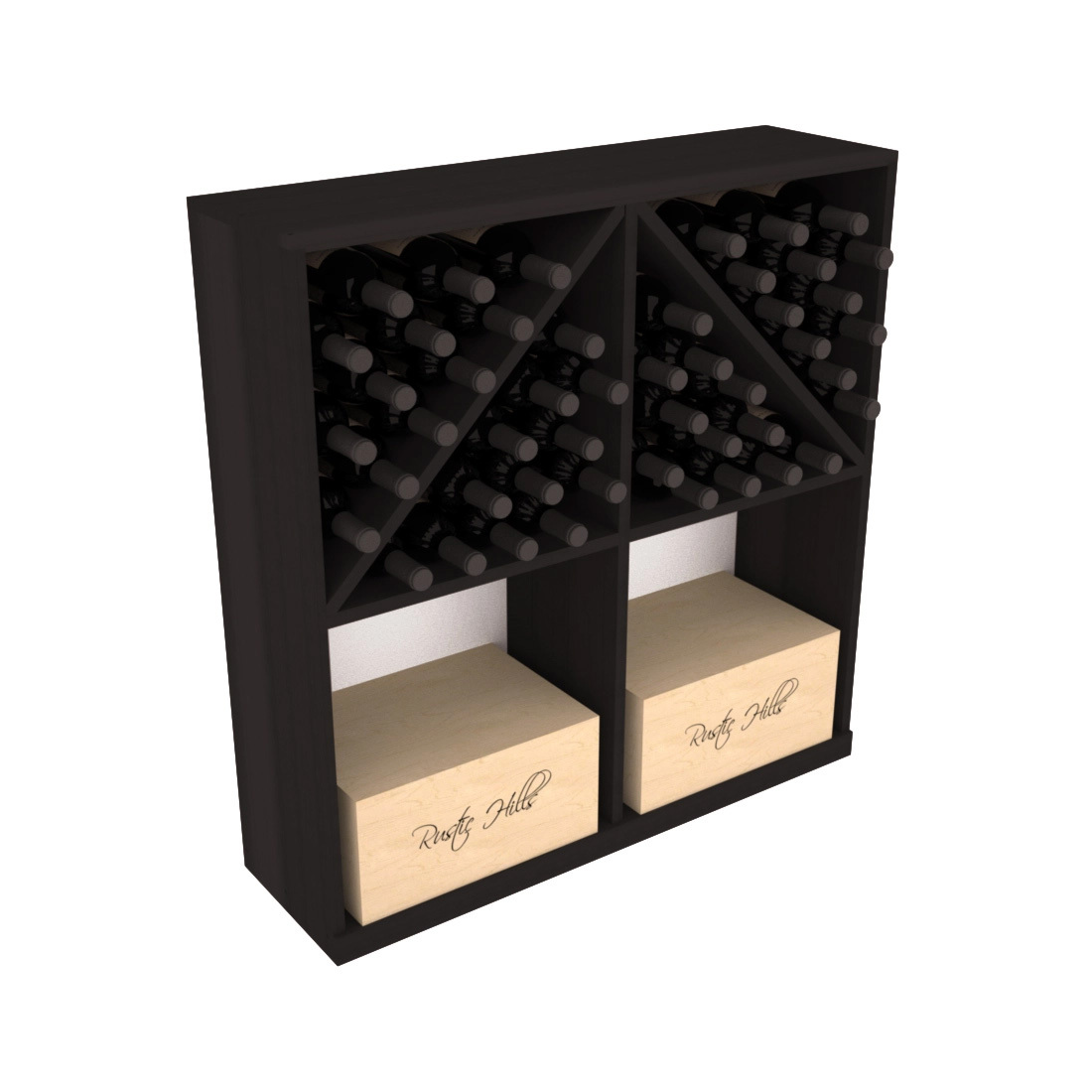 InstaCellar Solid Case/Bottle Bin – Premium Redwood / Black stained