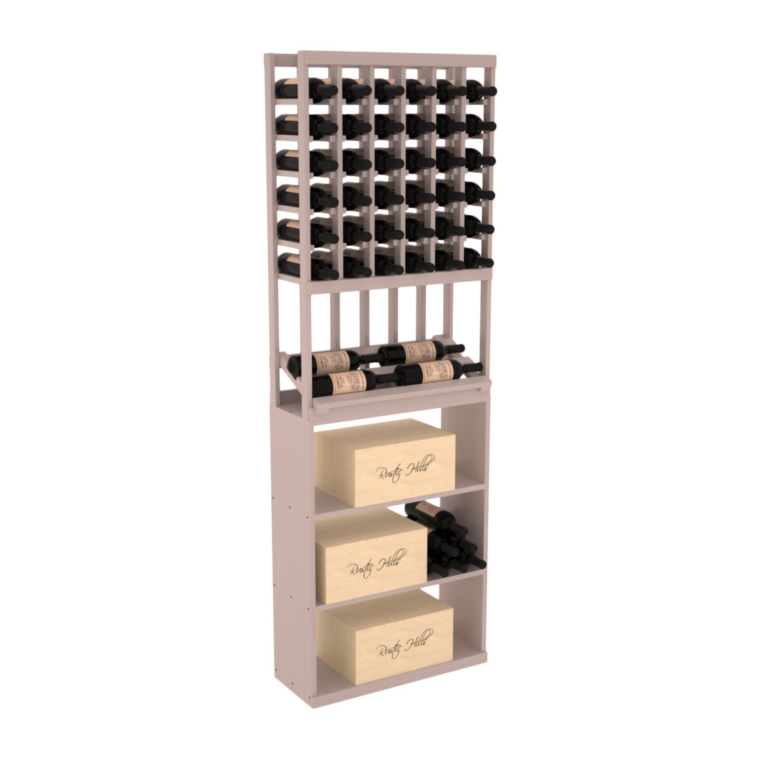 InstaCellar 6 Column Side Display / Case Bin Combo – Grand Mahogany / Greywash stained