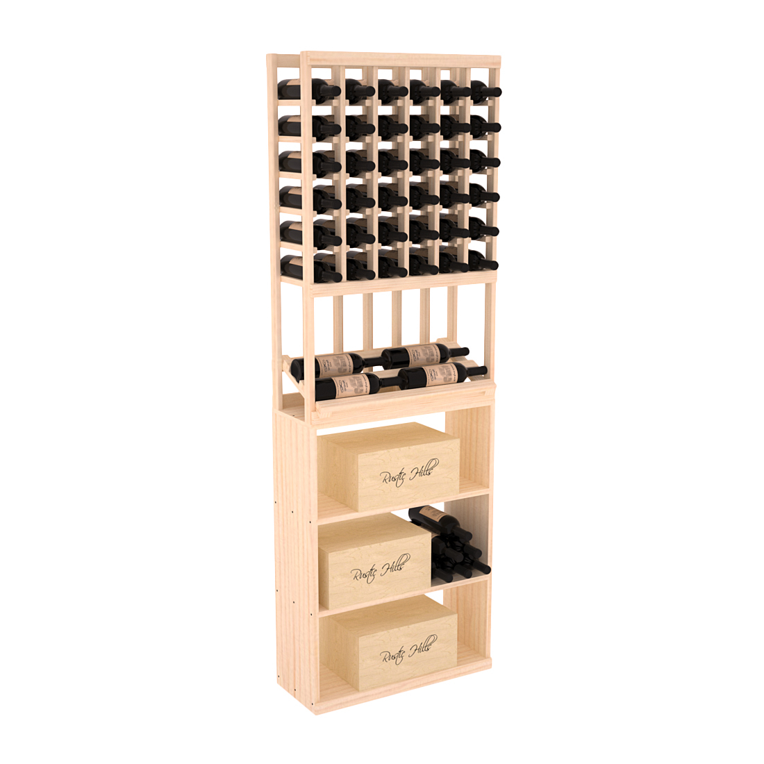 InstaCellar 6 Column Side Display / Case Bin Combo – Ponderosa Pine / Unstained