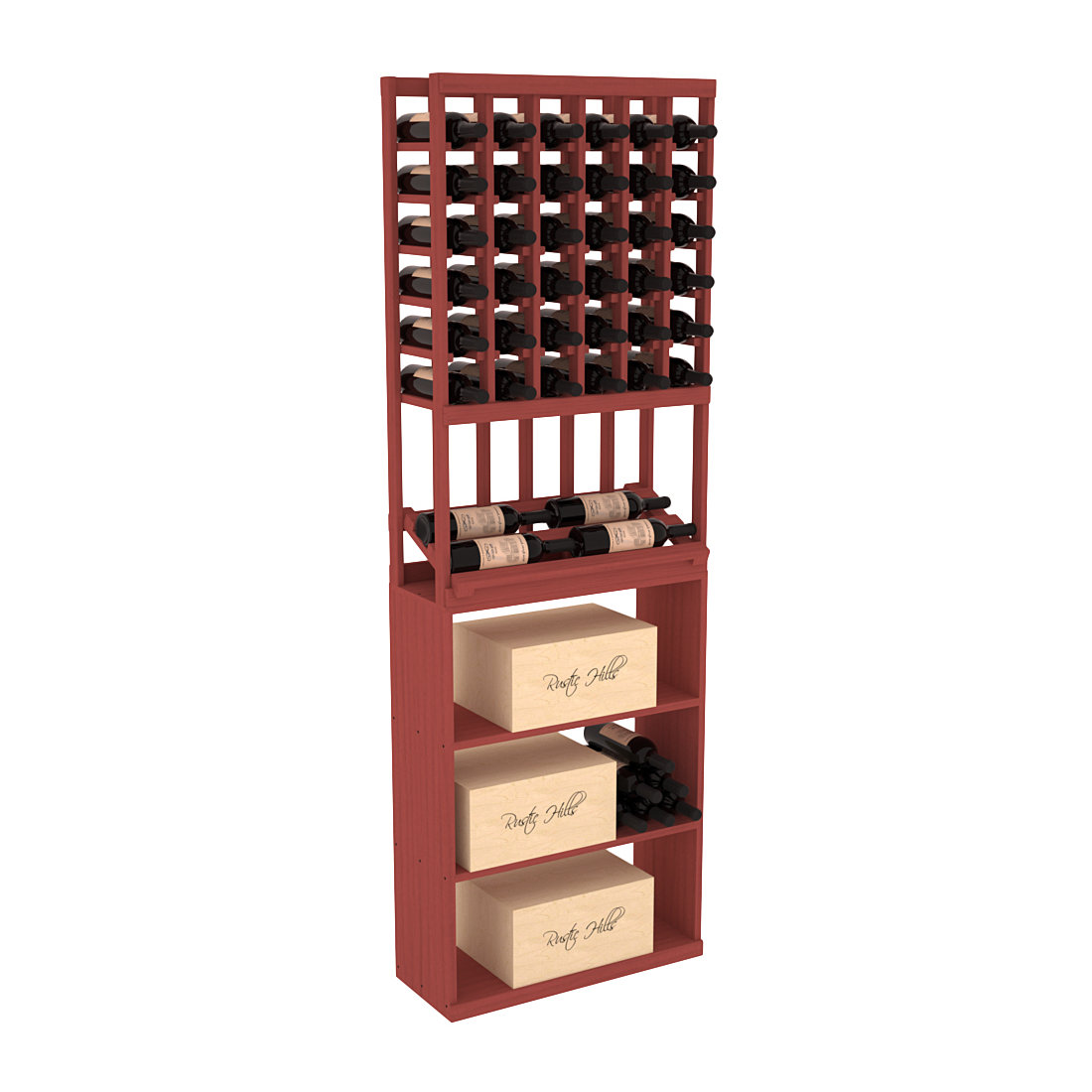 InstaCellar 6 Column Side Display / Case Bin Combo – Ponderosa Pine / Cherry stained