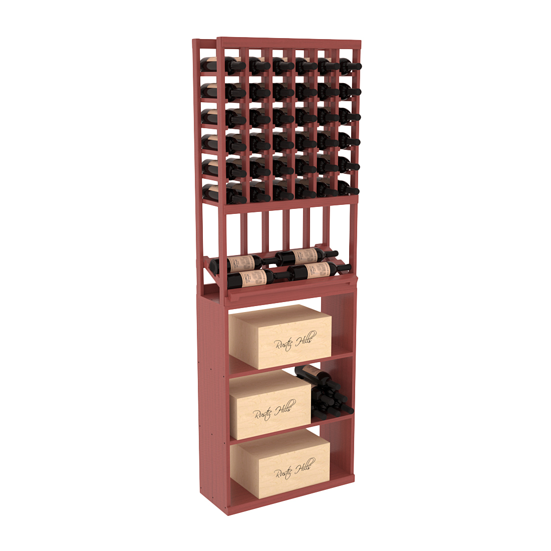 InstaCellar 6 Column Side Display / Case Bin Combo – Ponderosa Pine / Cherry stained