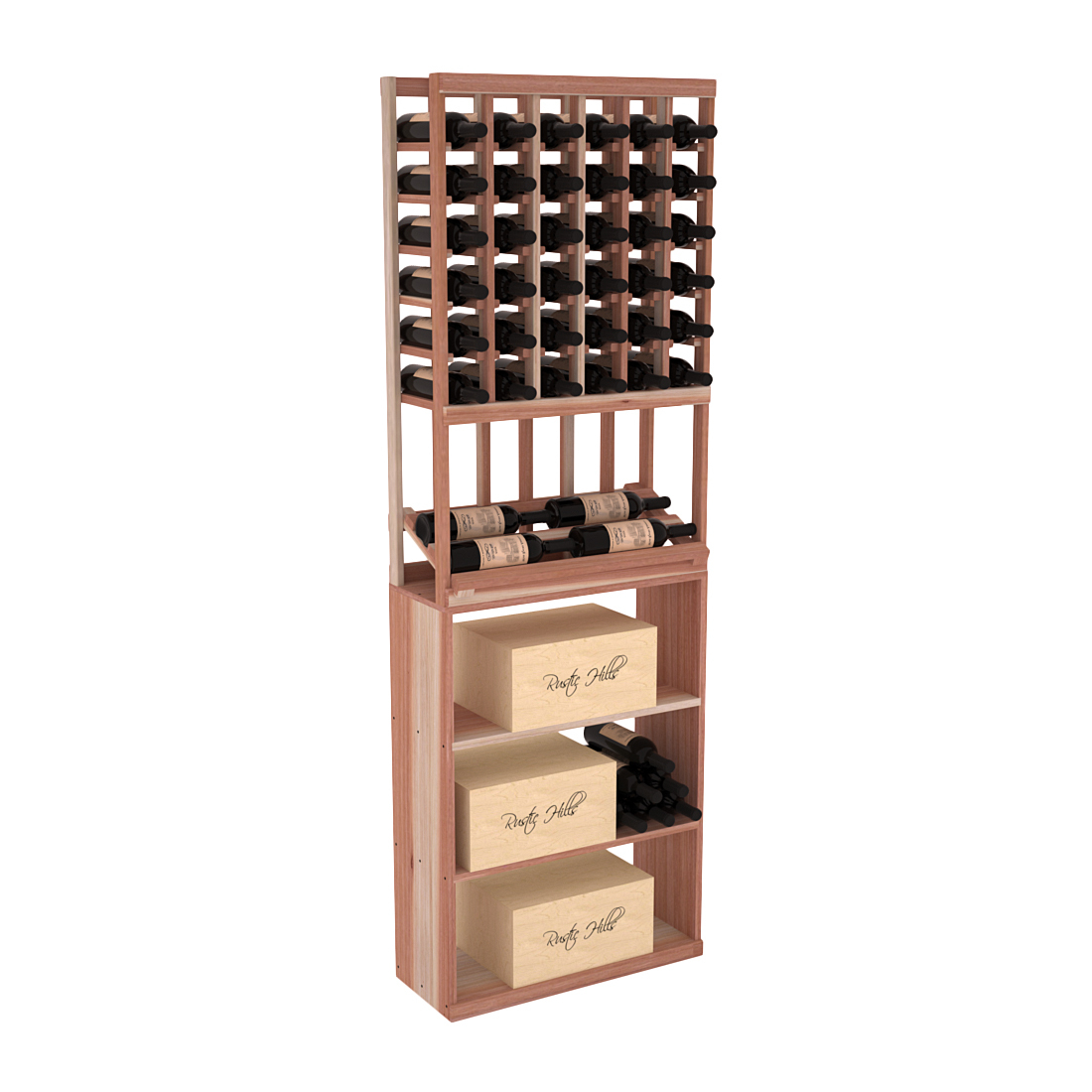 InstaCellar 6 Column Side Display / Case Bin Combo – Premium Redwood / Unstained