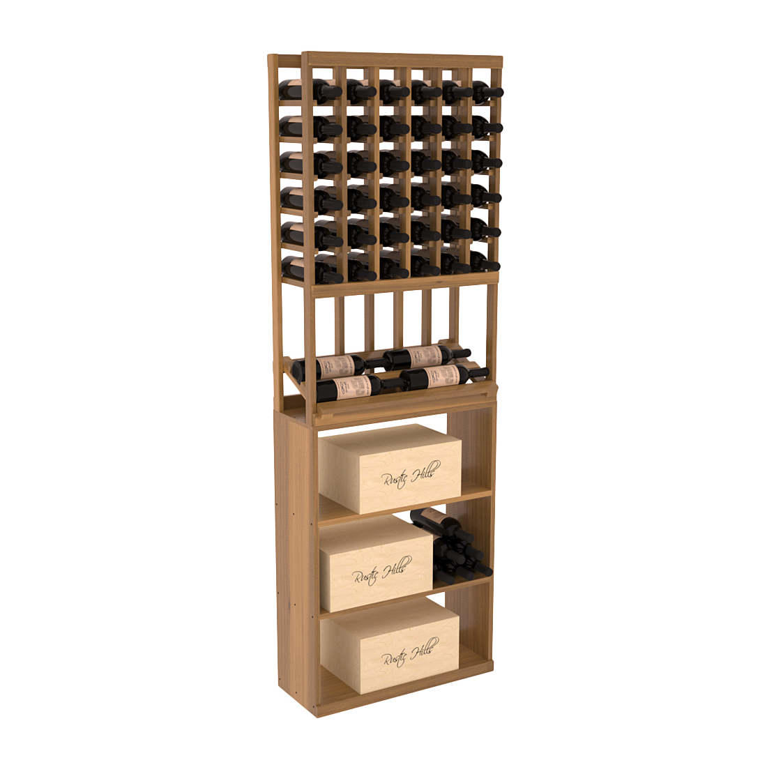 InstaCellar 6 Column Side Display / Case Bin Combo – Premium Redwood / Oak stained