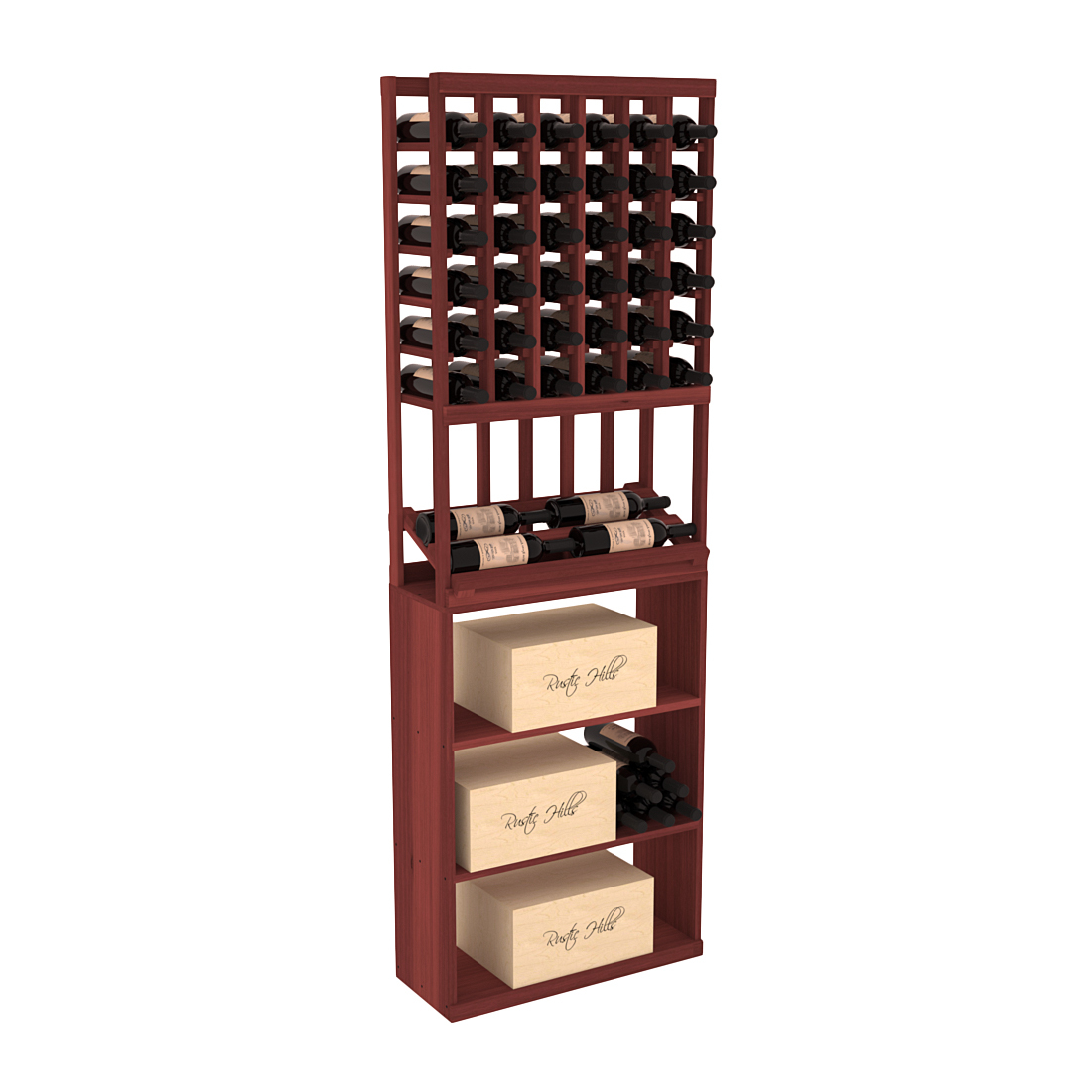 InstaCellar 6 Column Side Display / Case Bin Combo – Premium Redwood / Cherry stained