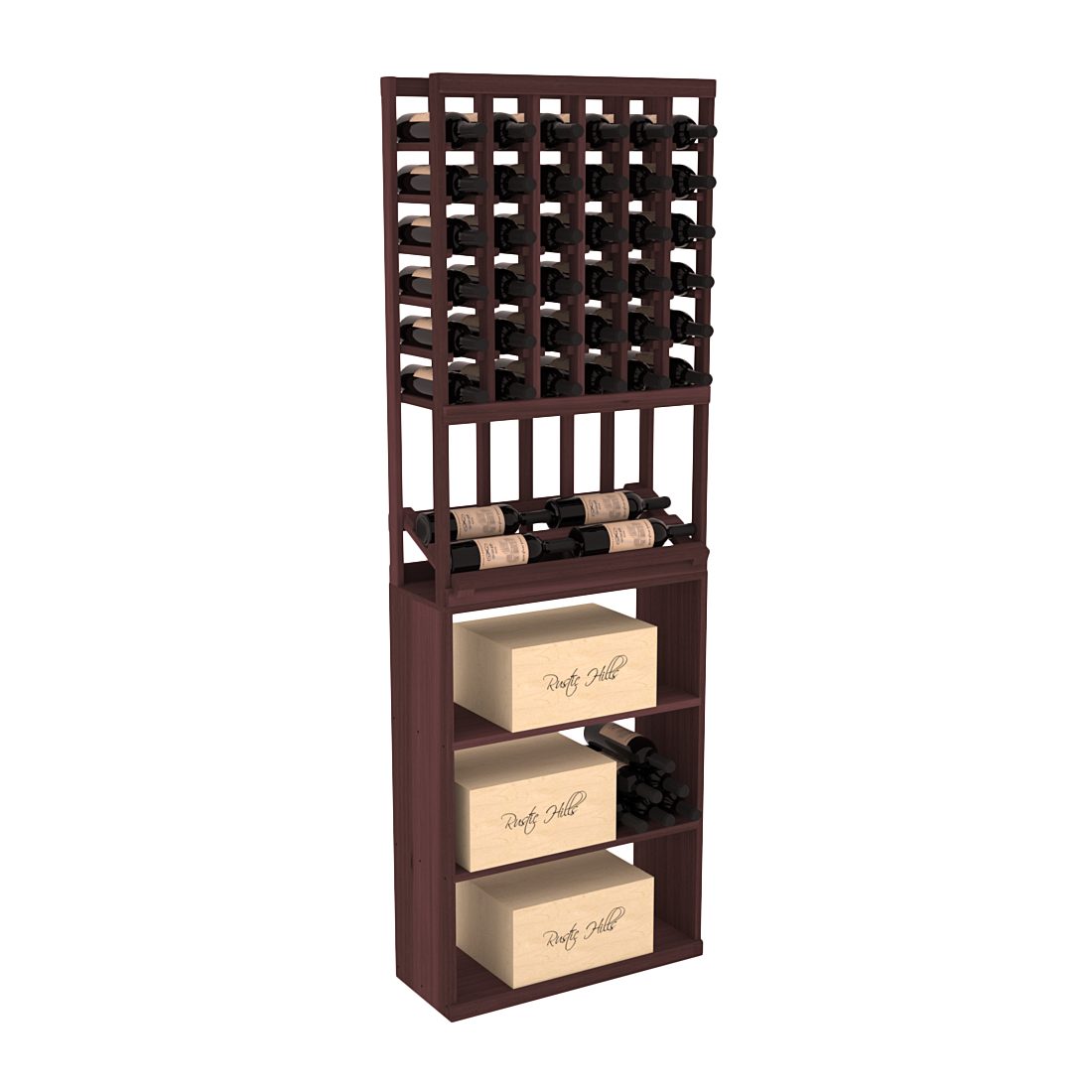 InstaCellar 6 Column Side Display / Case Bin Combo – Premium Redwood / Walnut stained