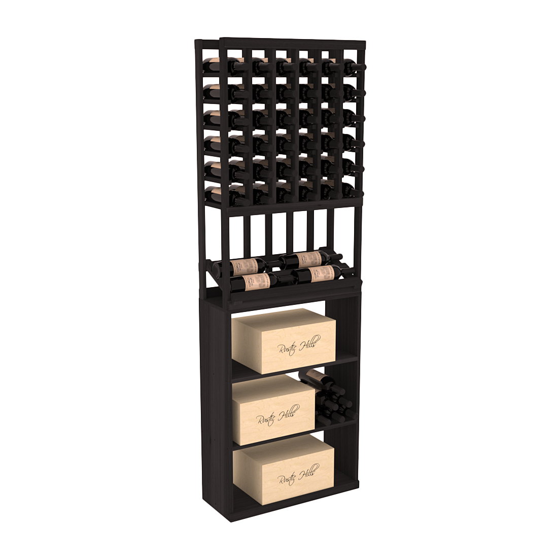 InstaCellar 6 Column Side Display / Case Bin Combo – Premium Redwood / Black stained