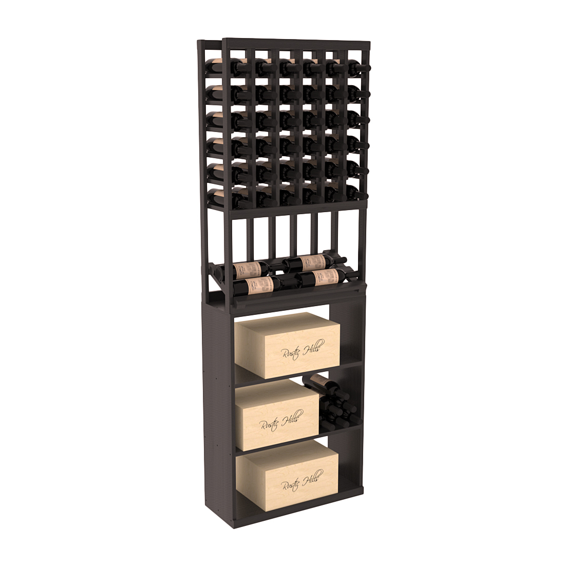 InstaCellar 6 Column Side Display / Case Bin Combo – Premium Redwood / Black stained