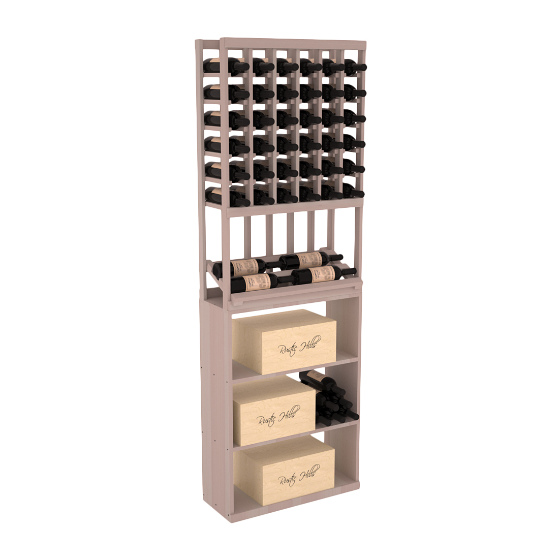 InstaCellar 6 Column Side Display / Case Bin Combo – Premium Redwood / Greywash stained