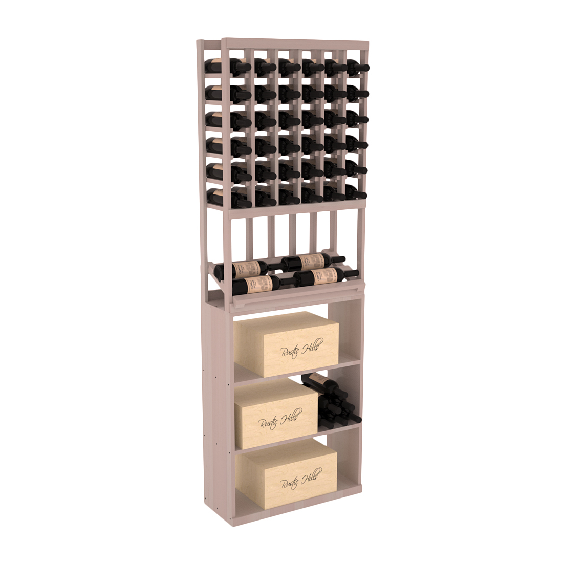 InstaCellar 6 Column Side Display / Case Bin Combo – Premium Redwood / Greywash stained