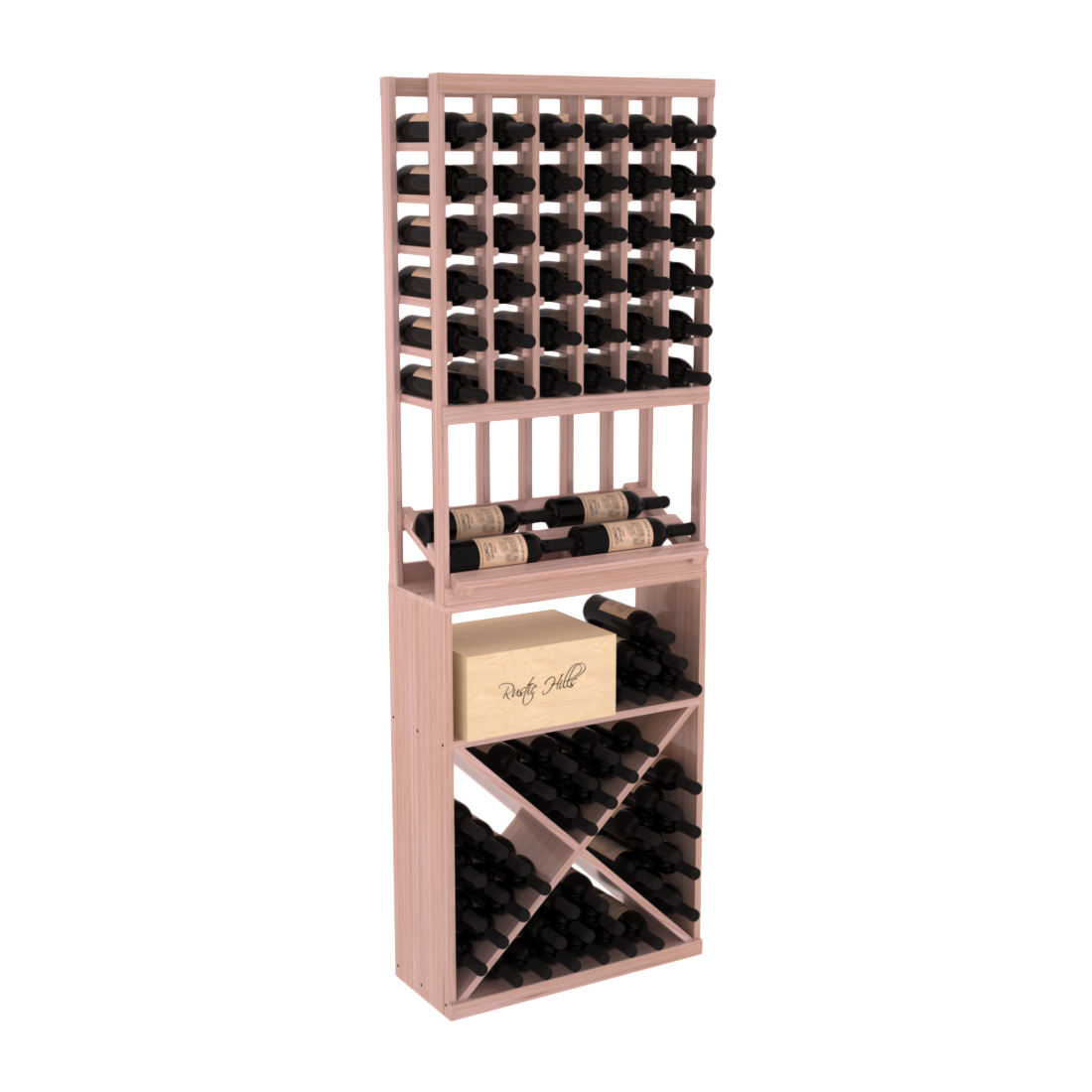 InstaCellar 6 Column Side Display / X Bin Combo – Grand Mahogany / Unstained