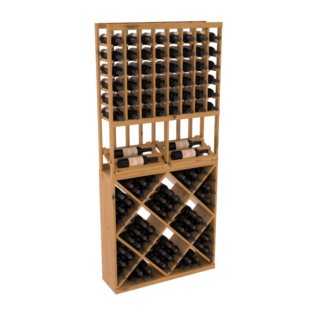InstaCellar 8 Column Side Display / 82 Cube Combo – Knotty Alder / Oak stained
